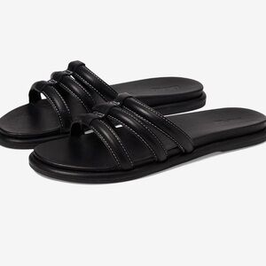 NWT OluKai TIARE Black Triple-Strip Slide Sandals